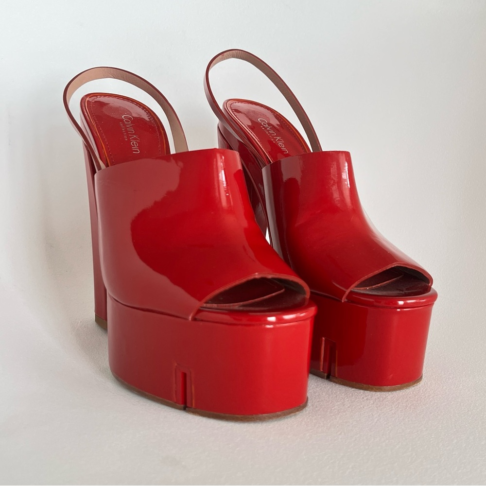 Calvin Klein Collection Spring 2015 Patent Red Platform Heels